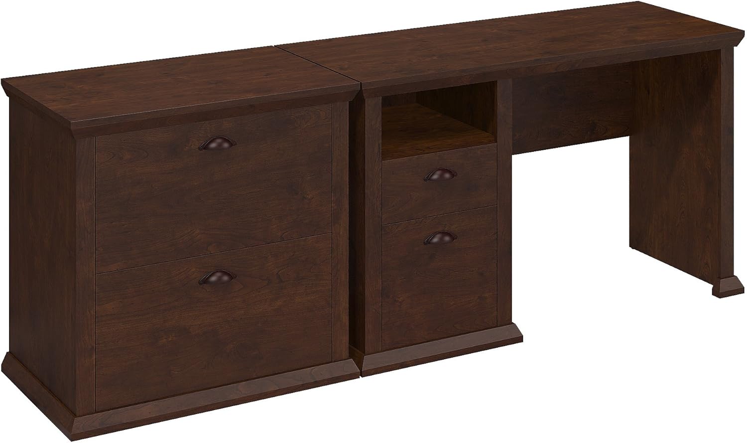 Antique Cherry Home Office Desk with Lateral File Cabinet K76437