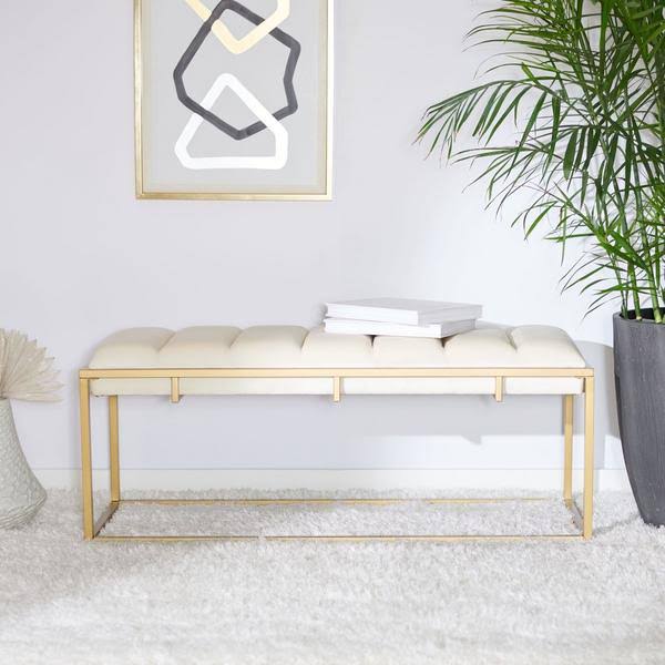 Brown Channel Tufted Bench V9455