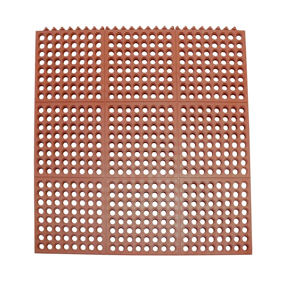 Red Anti-Fatigue Rubber Floor Matting, 5/8 x 36 x 36, Pack of 2 B176