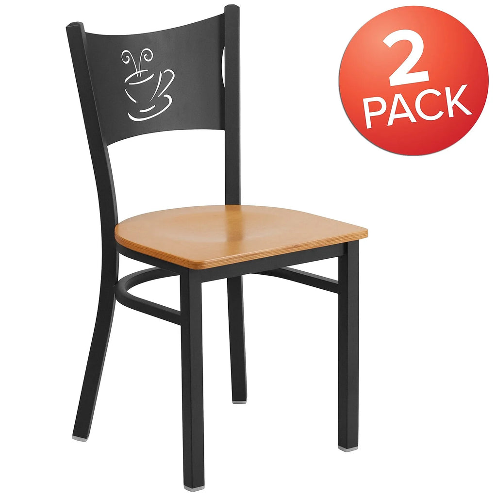 Black Metal Restaurant Chair with Natural Wood Seat C951