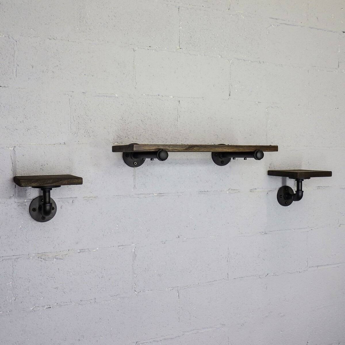 Bronze Metals & Brown Wood 3-Piece Wall Shelf W9510