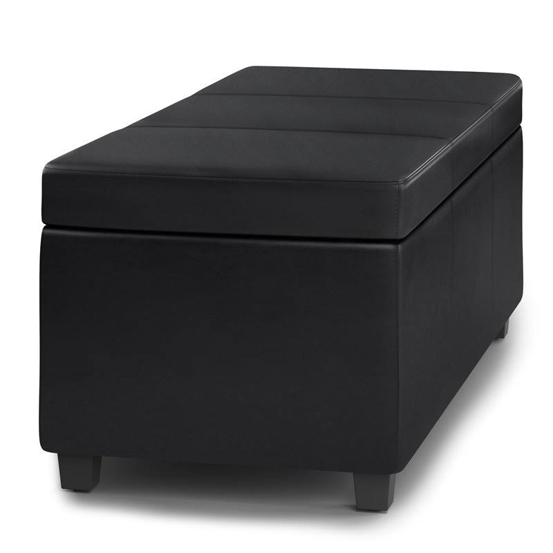 Black Rectangular Lift Top Storage Ottoman D211632