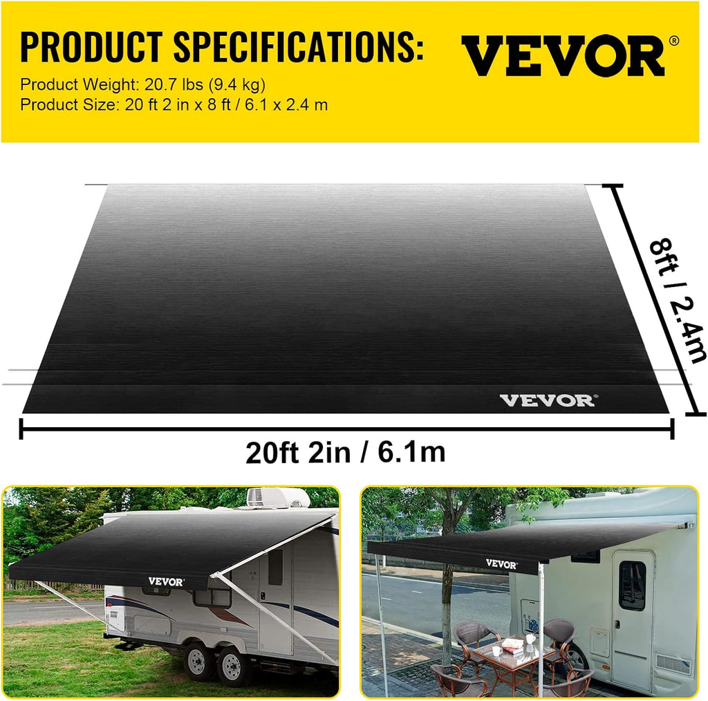 Charcoal Fade 15oz Vinyl RV Awning Replacement Fabric O39433