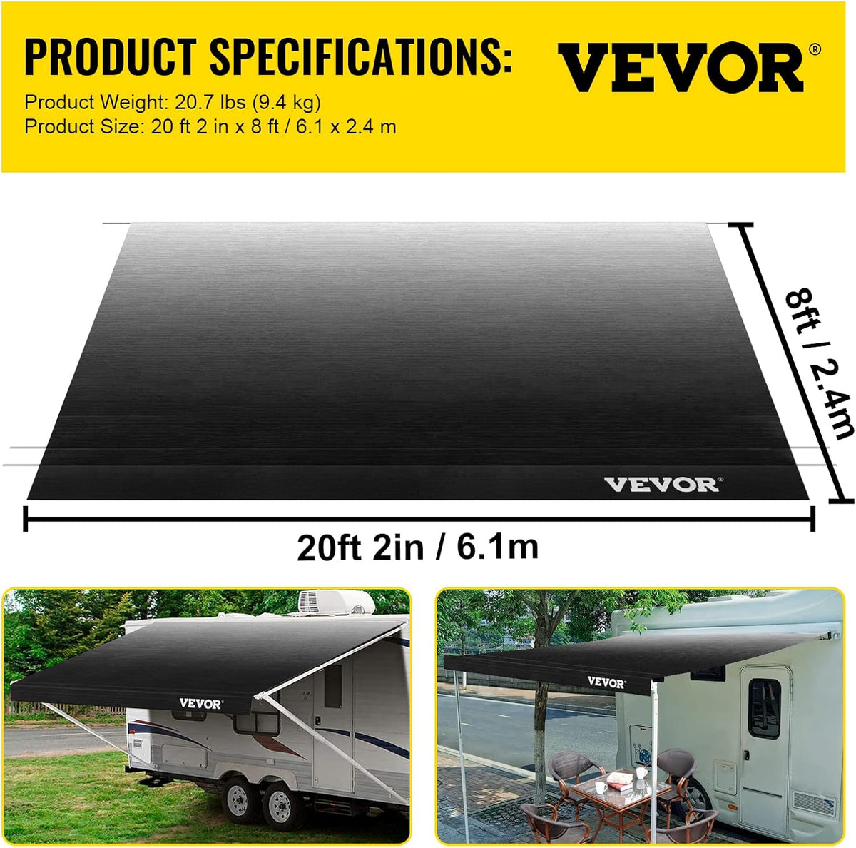Charcoal Fade 15oz Vinyl RV Awning Replacement Fabric O39433