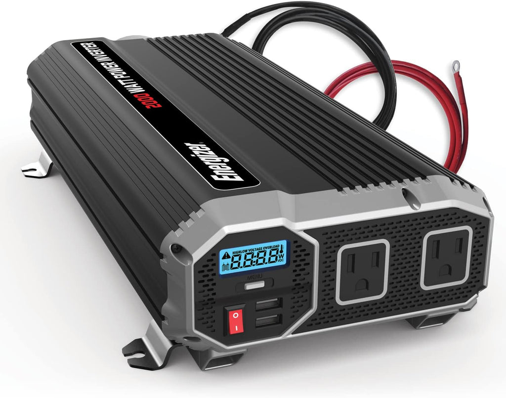 2000 Watts Power Inverter, 12v to 110v, Two AC Outlets, Two USB Ports, DC to AC Converter S3044