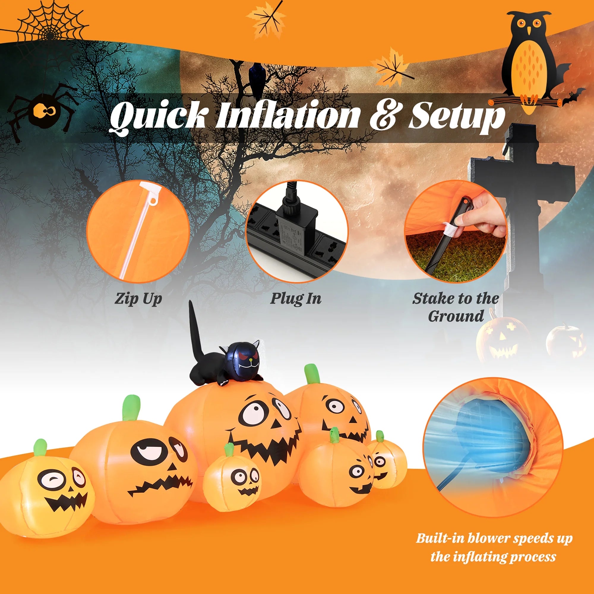 Inflatable Halloween Pumpkins Decor with LED Lights H287