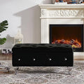 Velvet Ottoman Bench with Flip Top Storage Seat Q605718