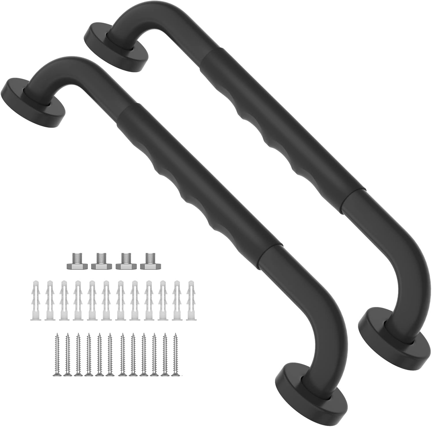 2 Pack 24 Inch Black Stainless Steel Bath Grab Bar with Anti Slip Rubber Grip A250