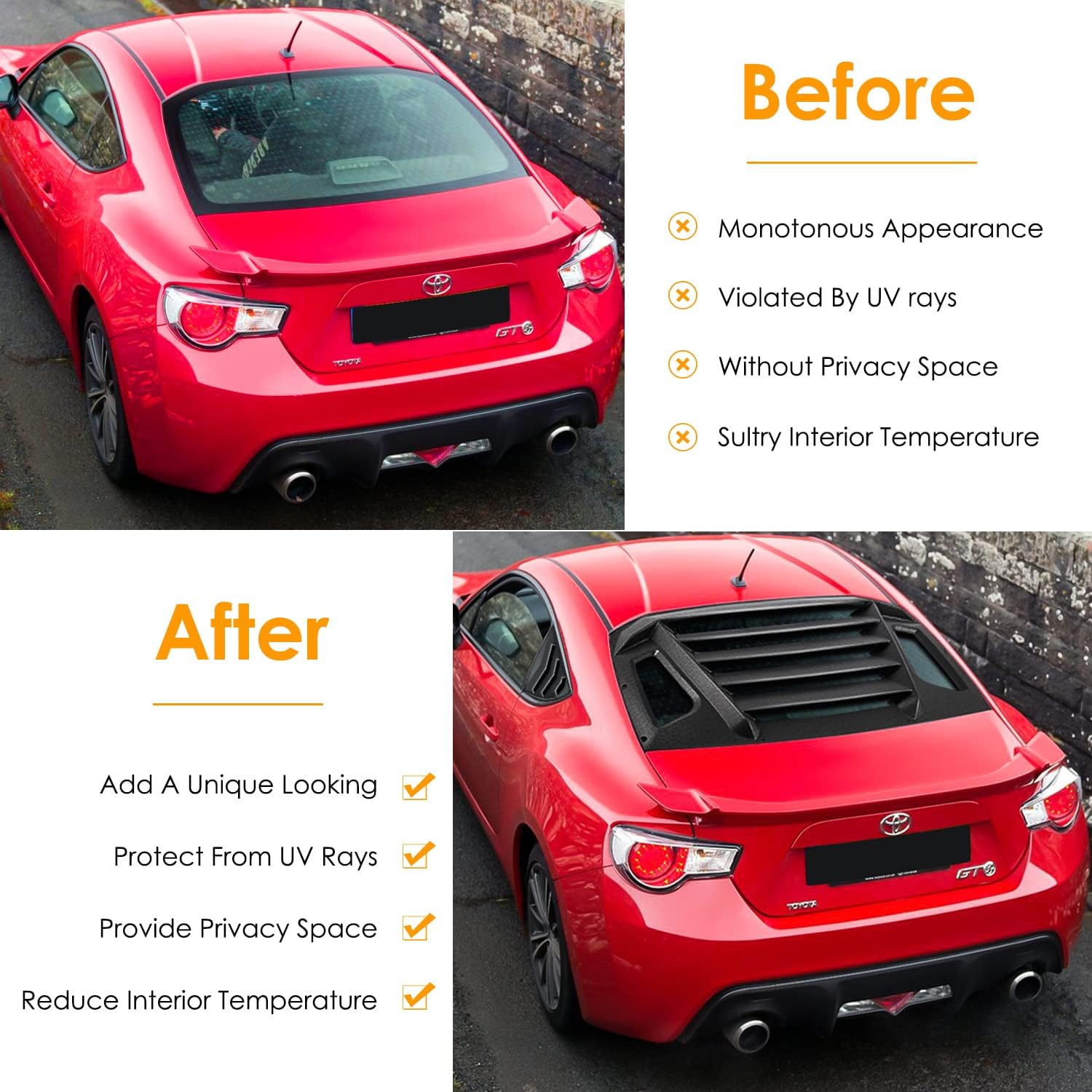 Side & Rear Window Louver ABS Matte Black J5294