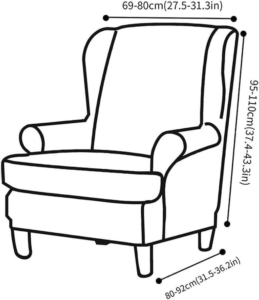 Velvet Stretch Wingback Chair Sofa Slipcover with Elastic Bottom N37051