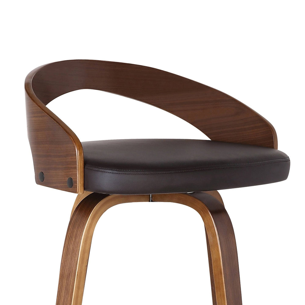 Walnut Upholstered Wood Bar Stool - Brown - Counter Height J982996