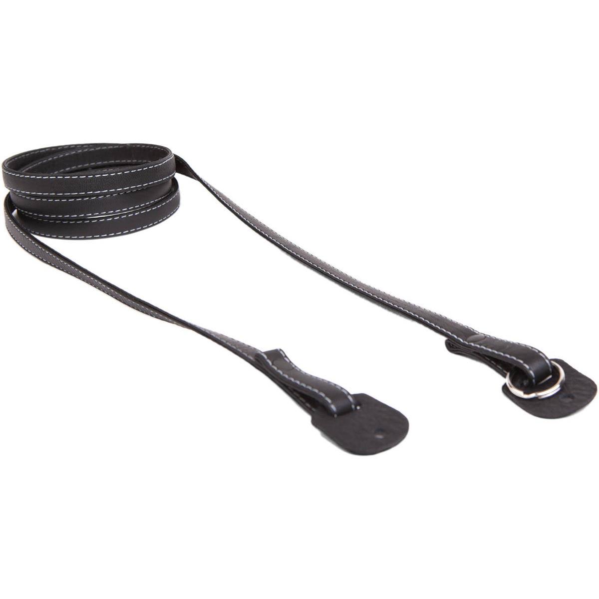 Gray Stitching Black Leather Camera Strap T62420