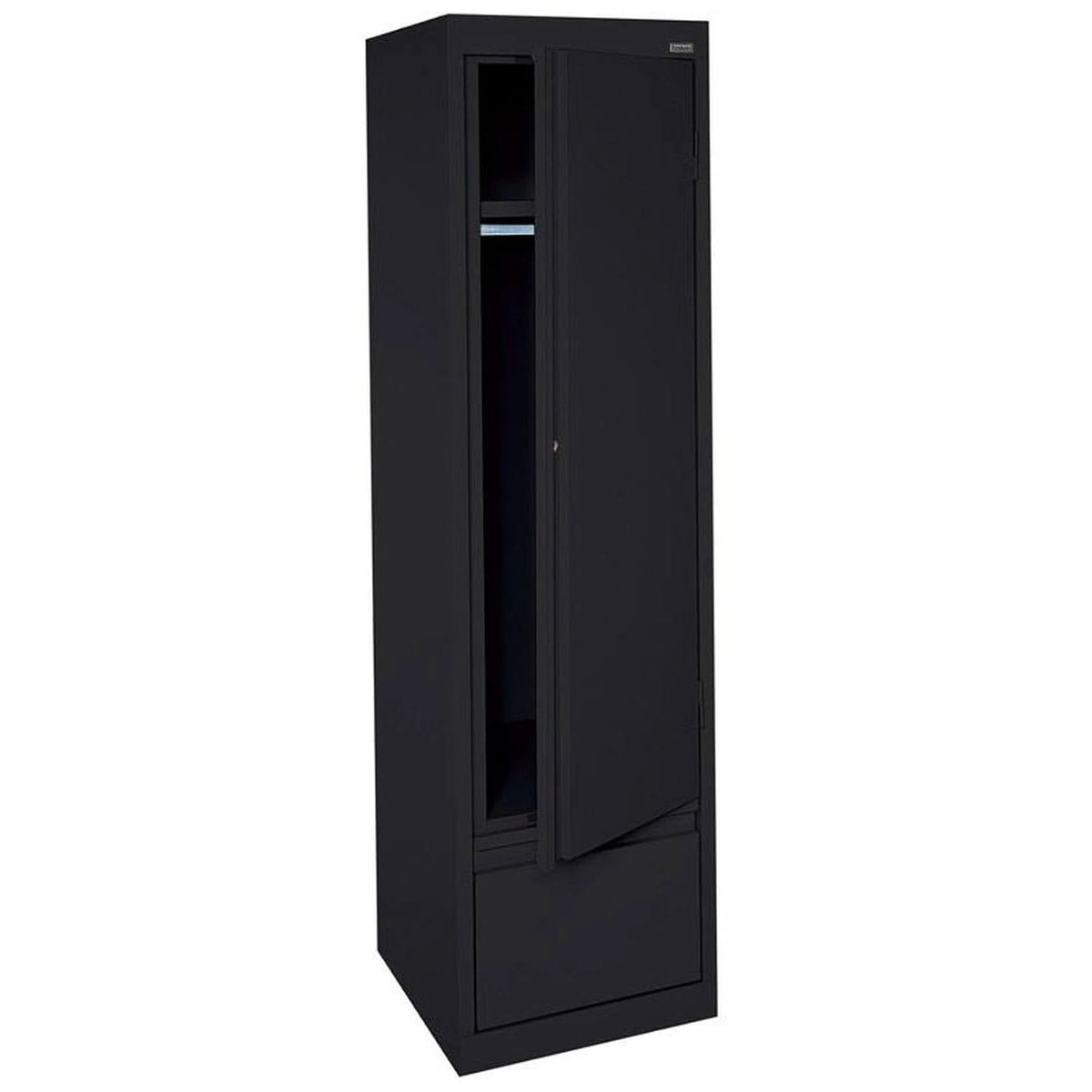 Single Door Wardrobe with Drawer Black V1400