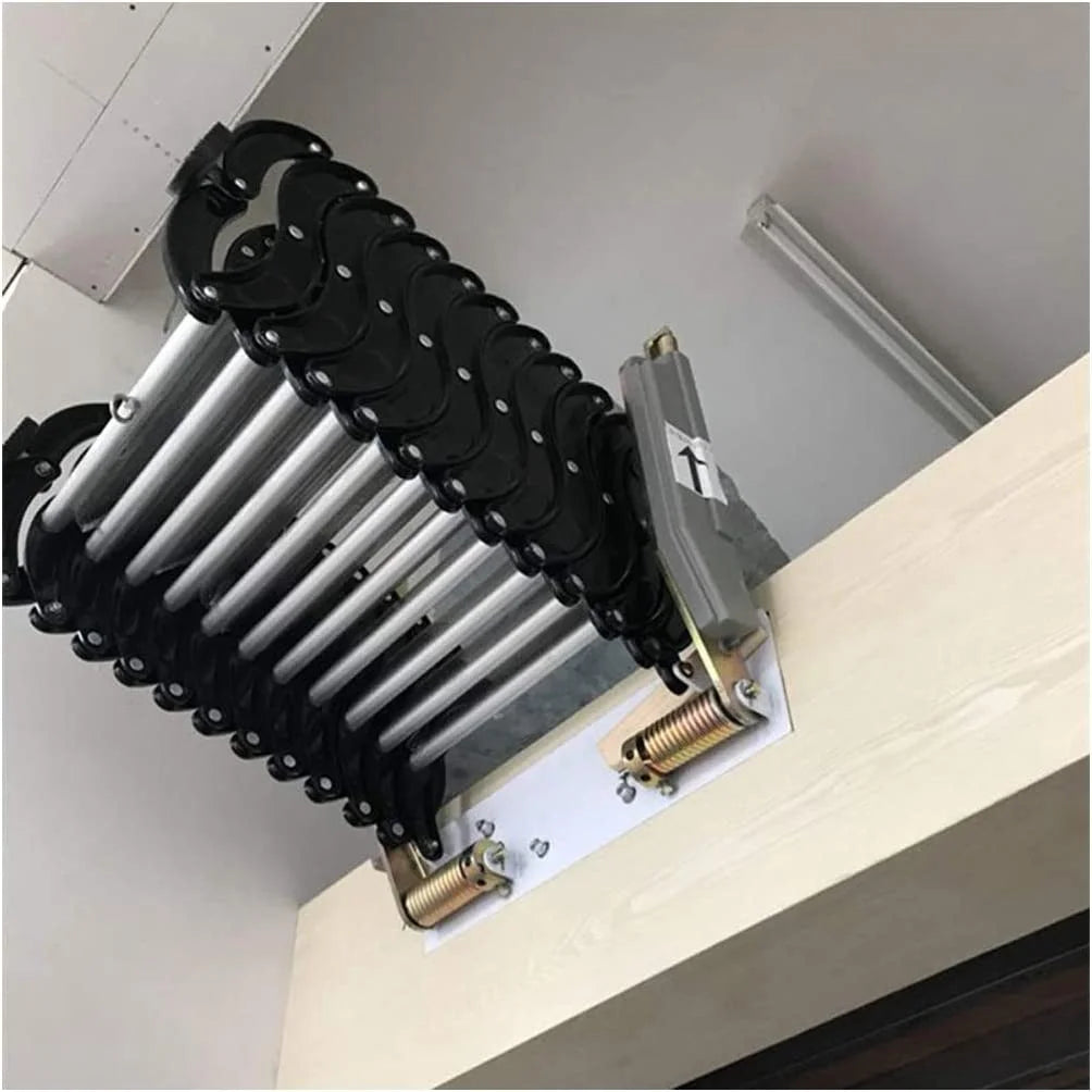 Black Wall Mounted Telescopic Folding Ladder A674306