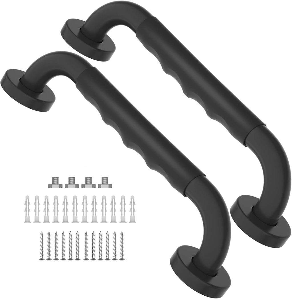 2 Pack 24 Inch Black Stainless Steel Bath Grab Bar with Anti Slip Rubber Grip A250