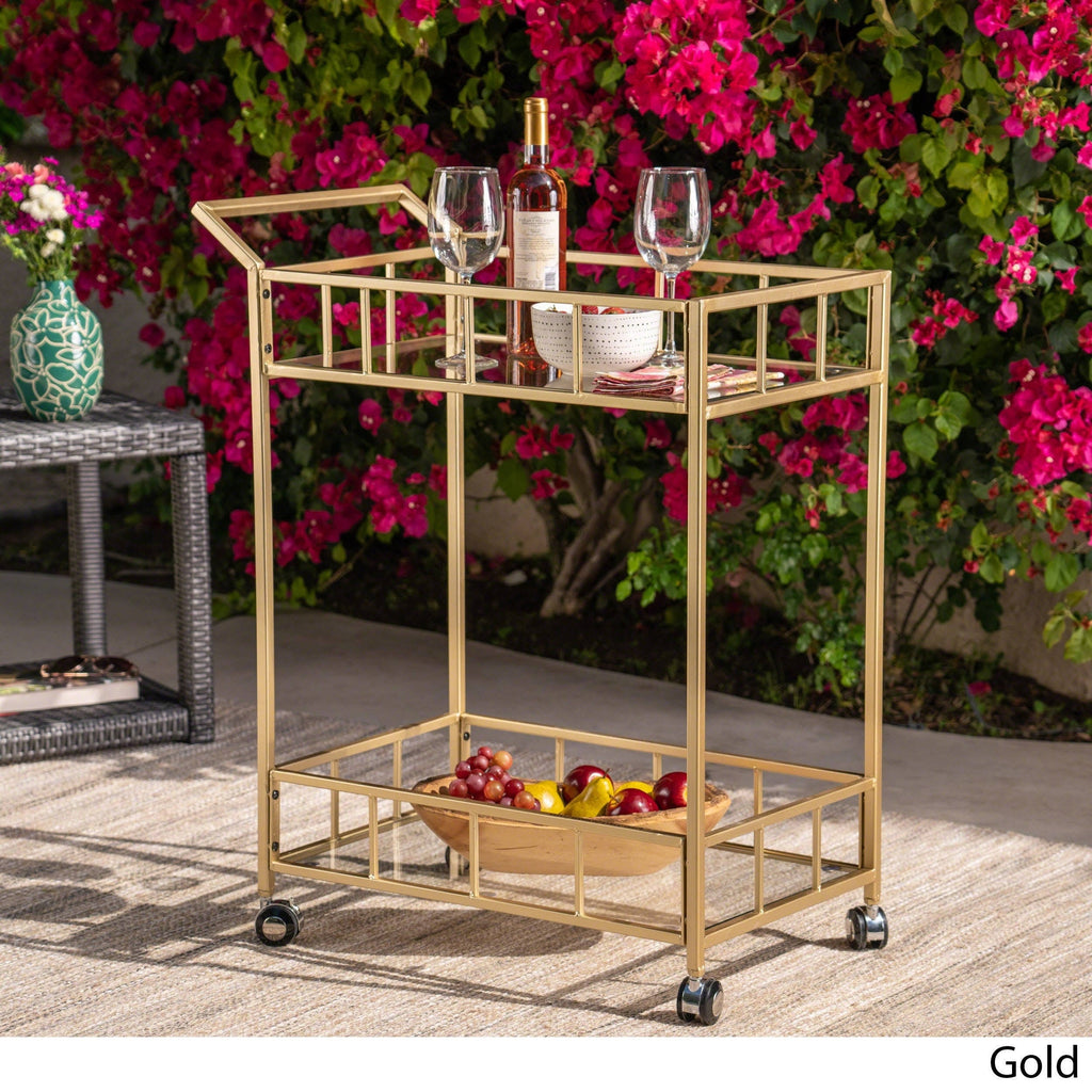 Black Glass Bar Cart T738