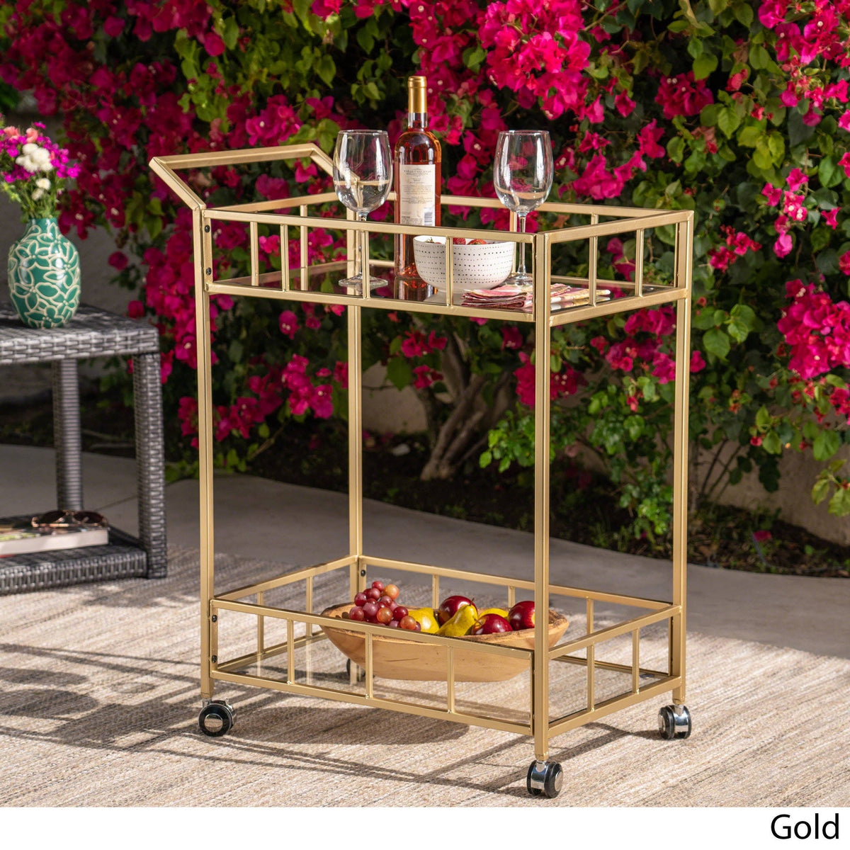 Black Glass Bar Cart T738