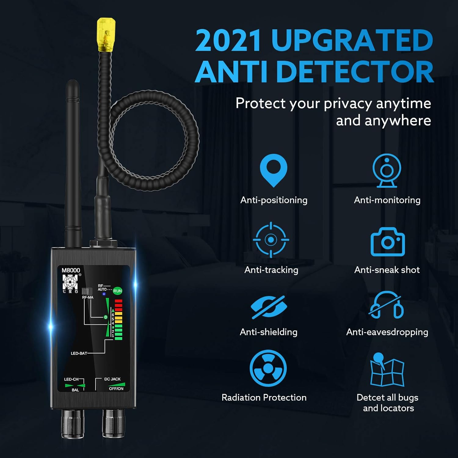 RF Signal Detector Bug Detector Anti Tracking Camera Detector Finder C512080