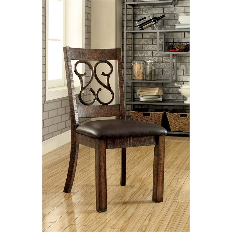 Faux Leather Dining Chair in Walnut (Set of 2) L69528