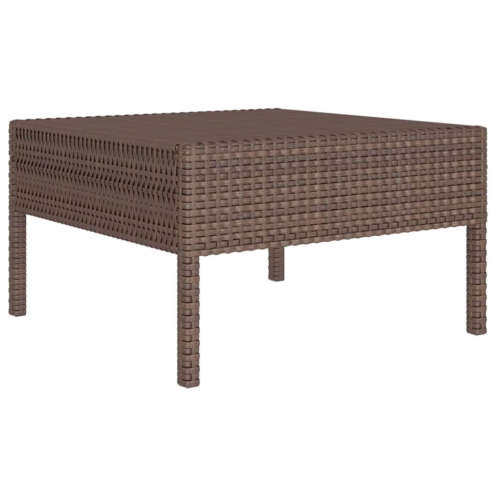 9 Piece Garden Conversation Set with Cushion and Footrest Brown Poly Rattan Sectional Outdoor Furniture Set B737375