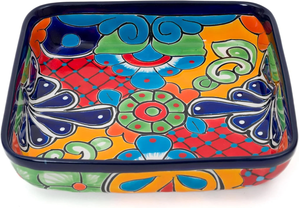 Cobalt Hand Painted Ceramic Baking Dish Casserole Dish Serving Platter Tray Floral Dish Oven Safe Microwave Safe Brownie Pan E40671