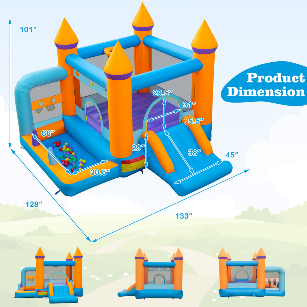 5-in-1 Inflatable Bounce Castle with Ocean Balls & 735W Blower G4327