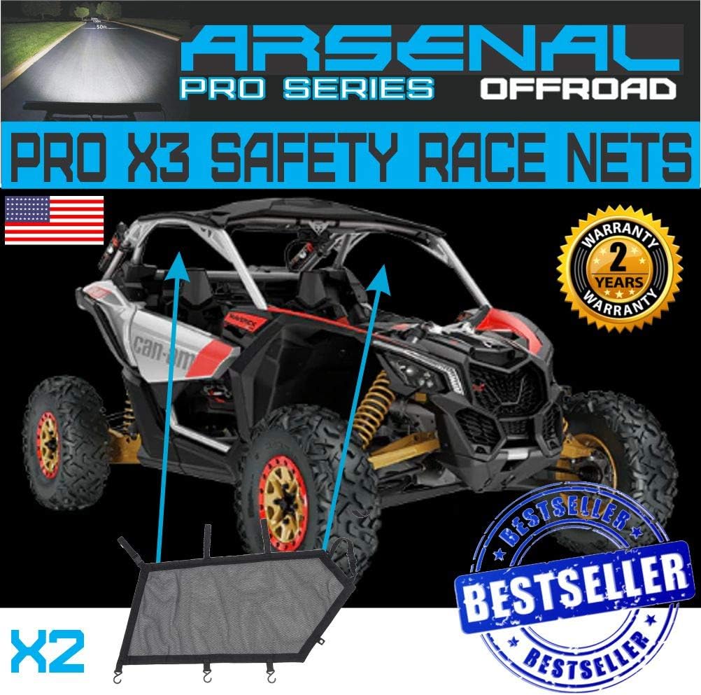 Window Safety Race Nets for Can Am Maverick X3 & X3 Max, Drive & Passenger Side (1 Pair) B519