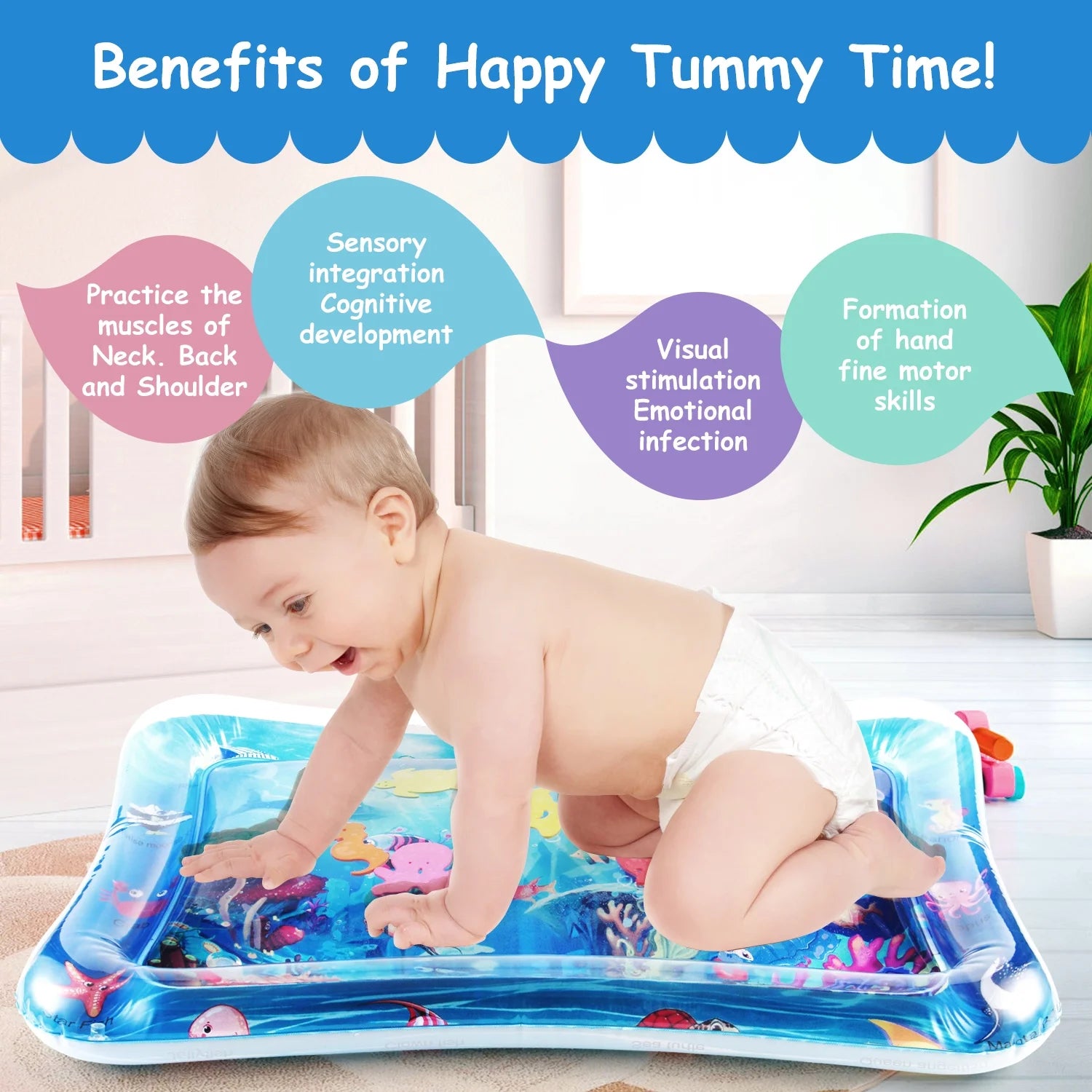 Tummy Time Baby Water Play Mat Toys for Infant Early Development Activity Centers A970