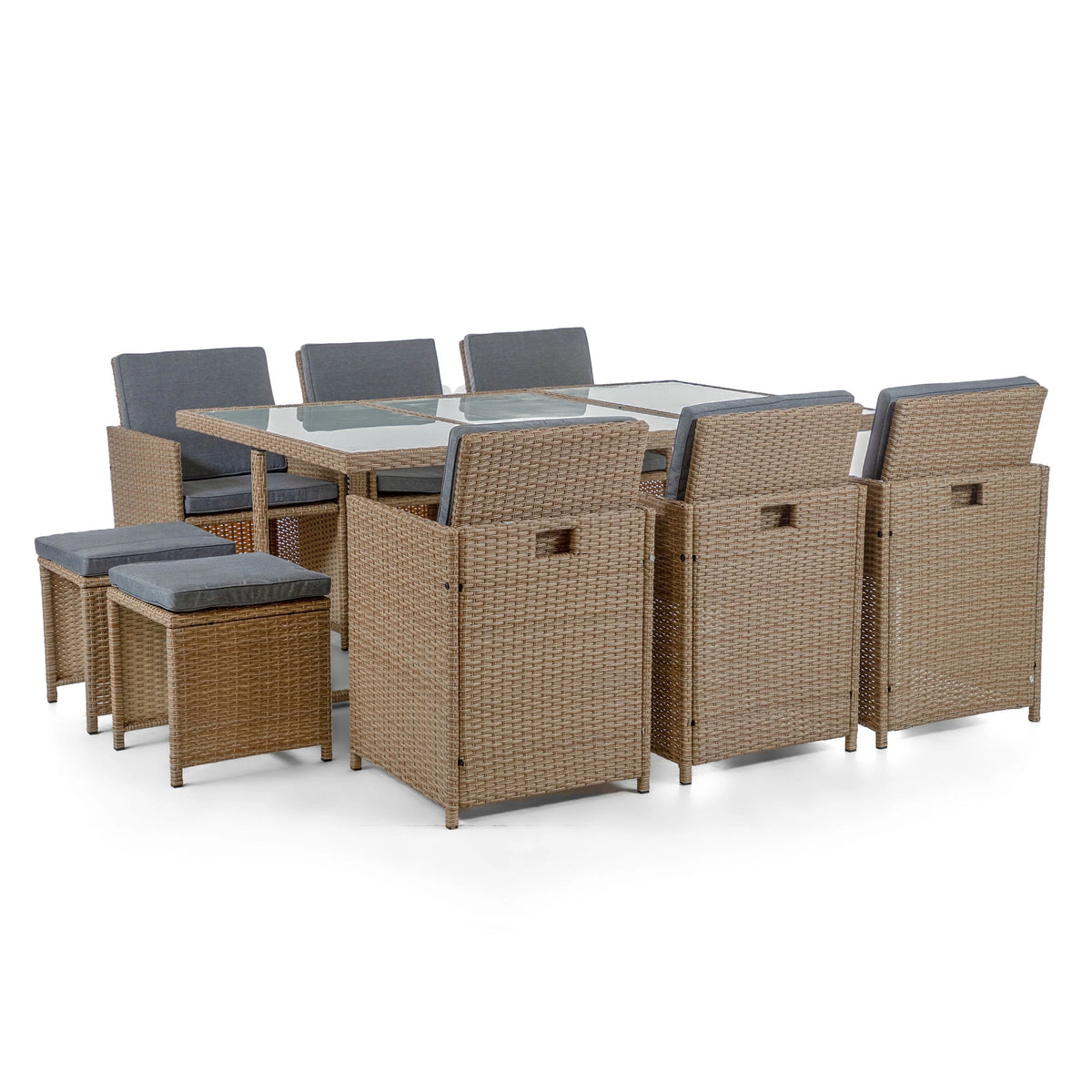 Compact Wicker & Glass 11-Piece Outdoor Dining Set K265357