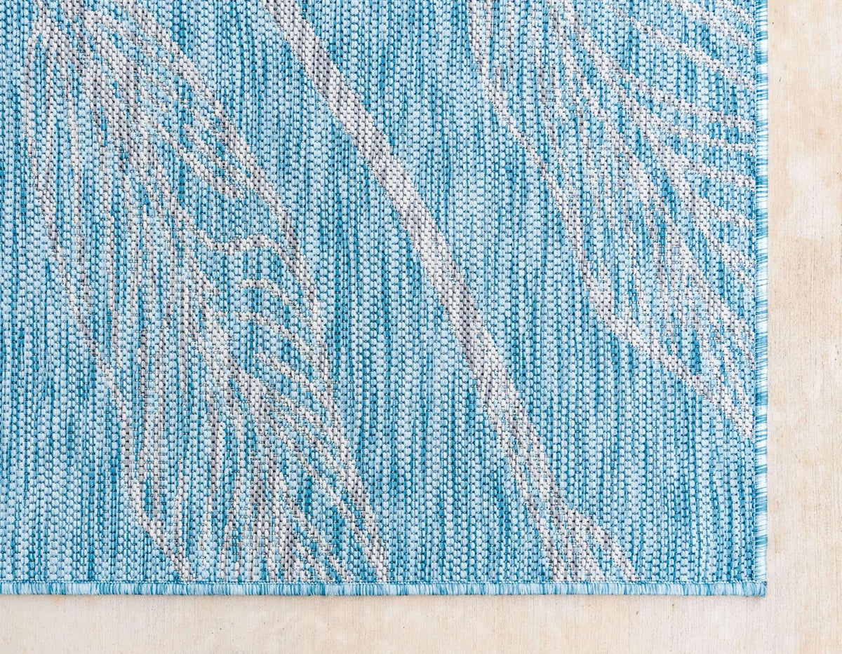Light Aqua/Ivory 9' x 12' Rectangle Floral Botanical Rug G3808