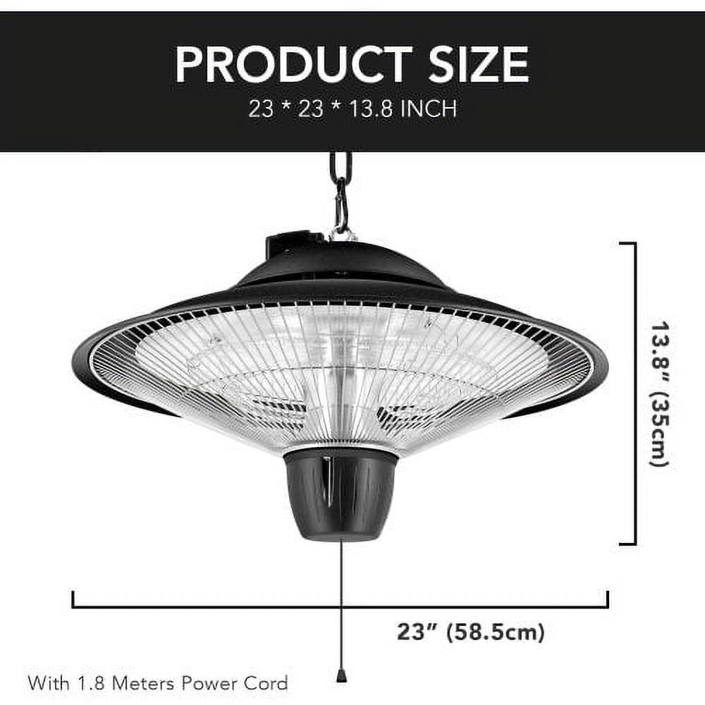 1500W Electric Hanging Patio Heater with Overheat & Tip-Over Protection, IP34 Waterproof E80753