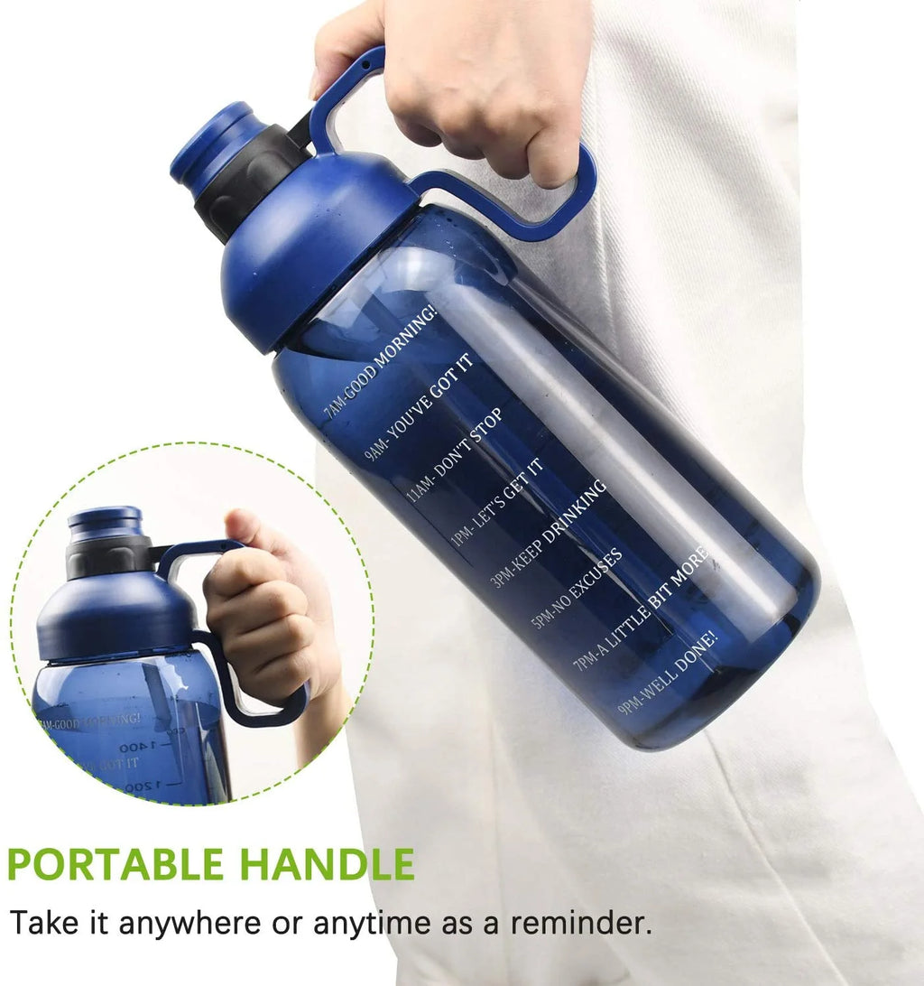 64 Oz Water Bottle With Straw and Time Marker K5942