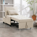 Beige Linen Pull-out Sofa Bed with Steel Frame J7750