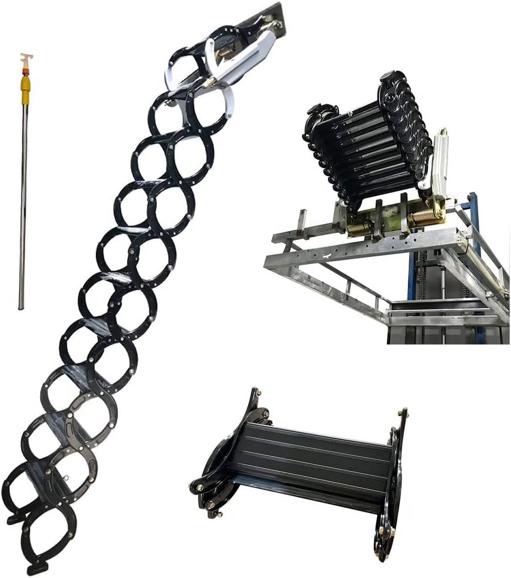 Black Wall Mounted Telescopic Folding Ladder A674306