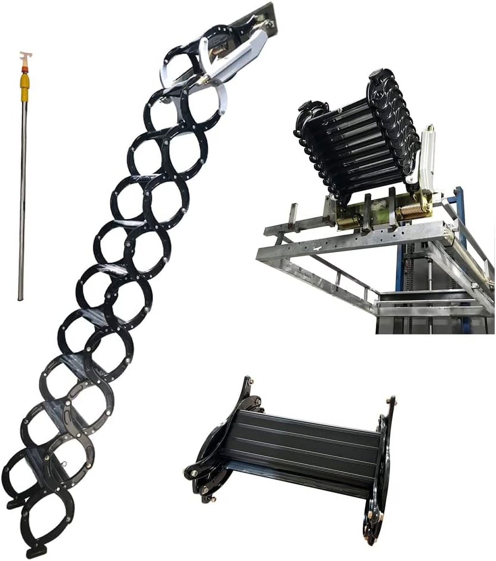 Black Wall Mounted Telescopic Folding Ladder A674306