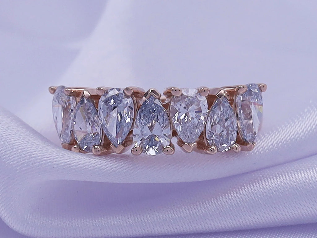 14K Solid Rose Gold Seven Stone Diamond Ring (2.25 Cttw) S647