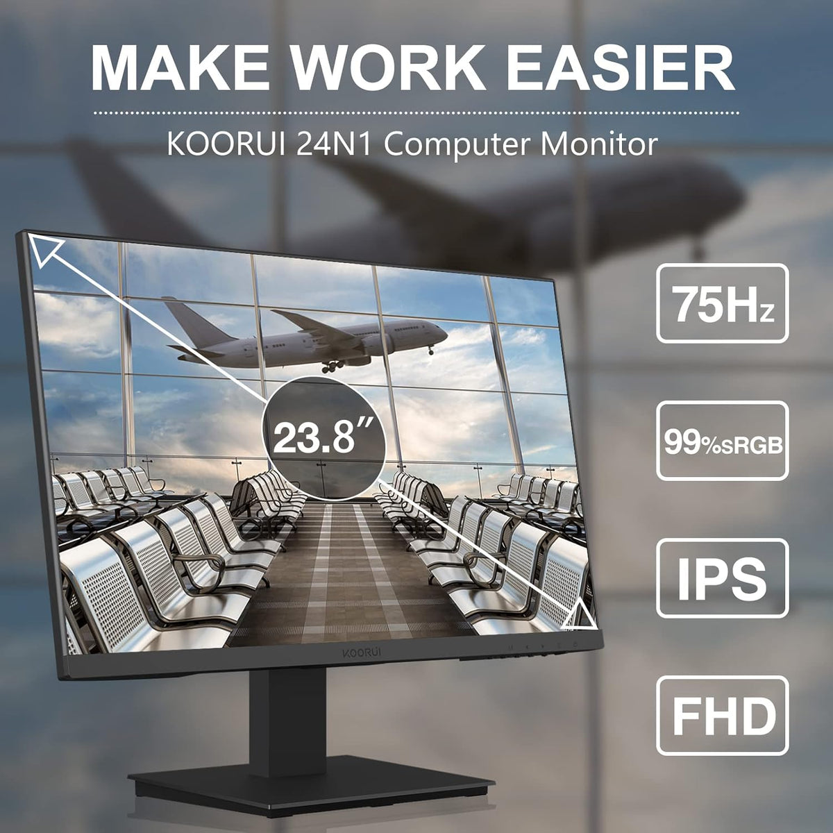 24 Inch FHD 1080p IPS 75Hz Monitor with HDMI/VGA N30640