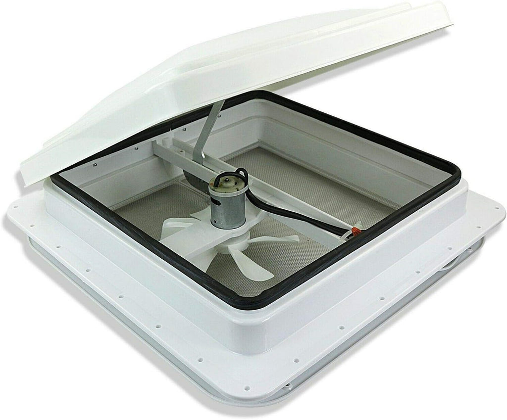 White Lid 12V RV Roof Vent with Fan M18776