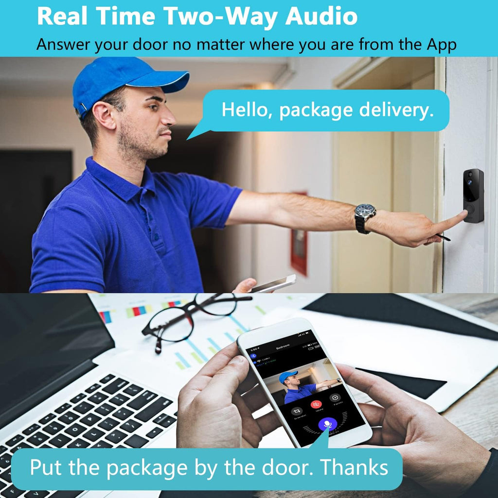 Wireless WiFi Video Doorbell Camera with 2-Way Audio, Night Vision, IP65 Waterproof L562