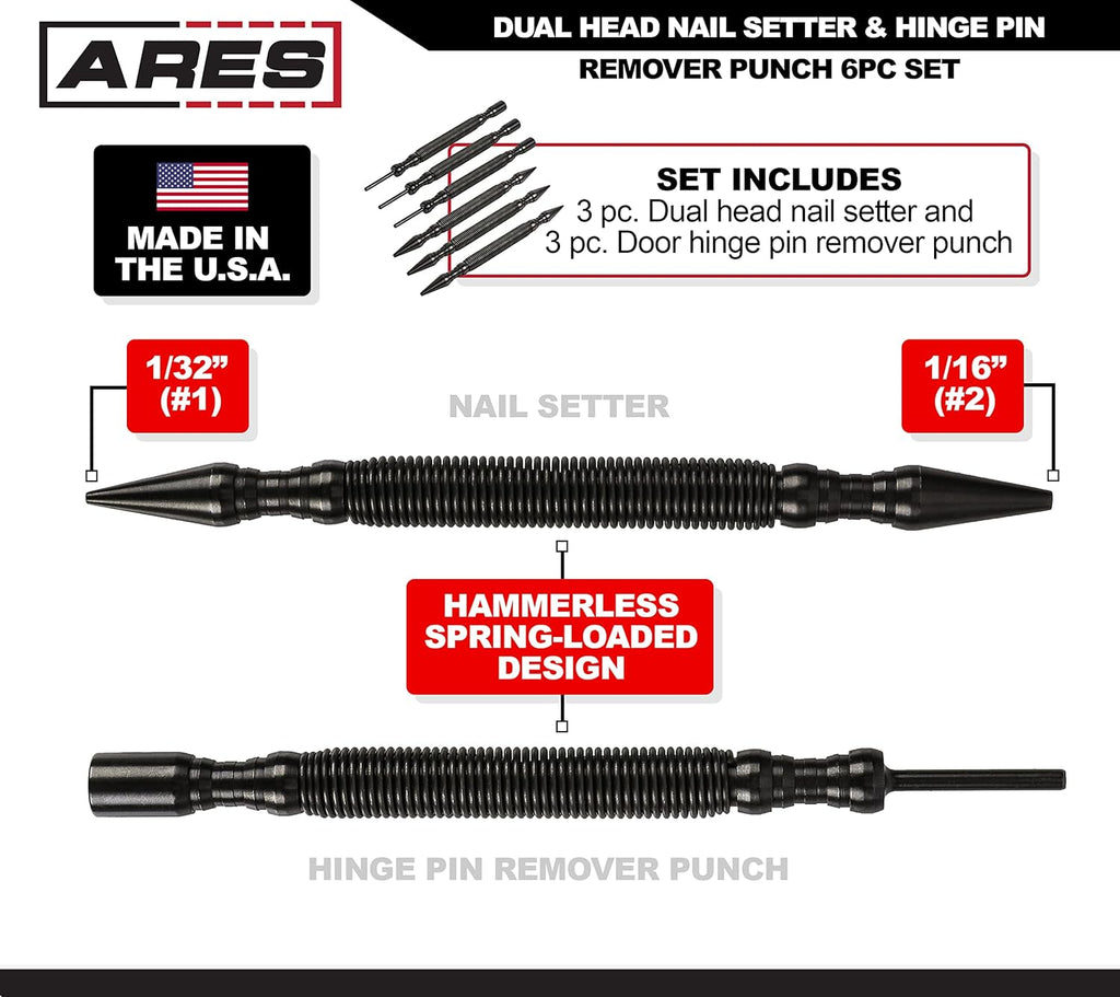 6-Piece Dual Head Nail Setter & Hinge Pin Remover Punch Set S978737