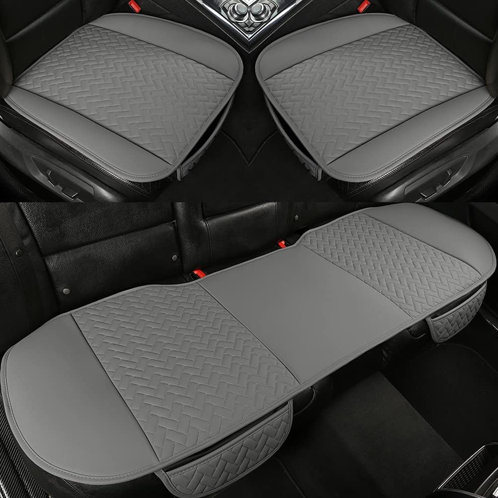 Beige Pu Leather Car Seat Bottom Covers, Pack of 2 C95239