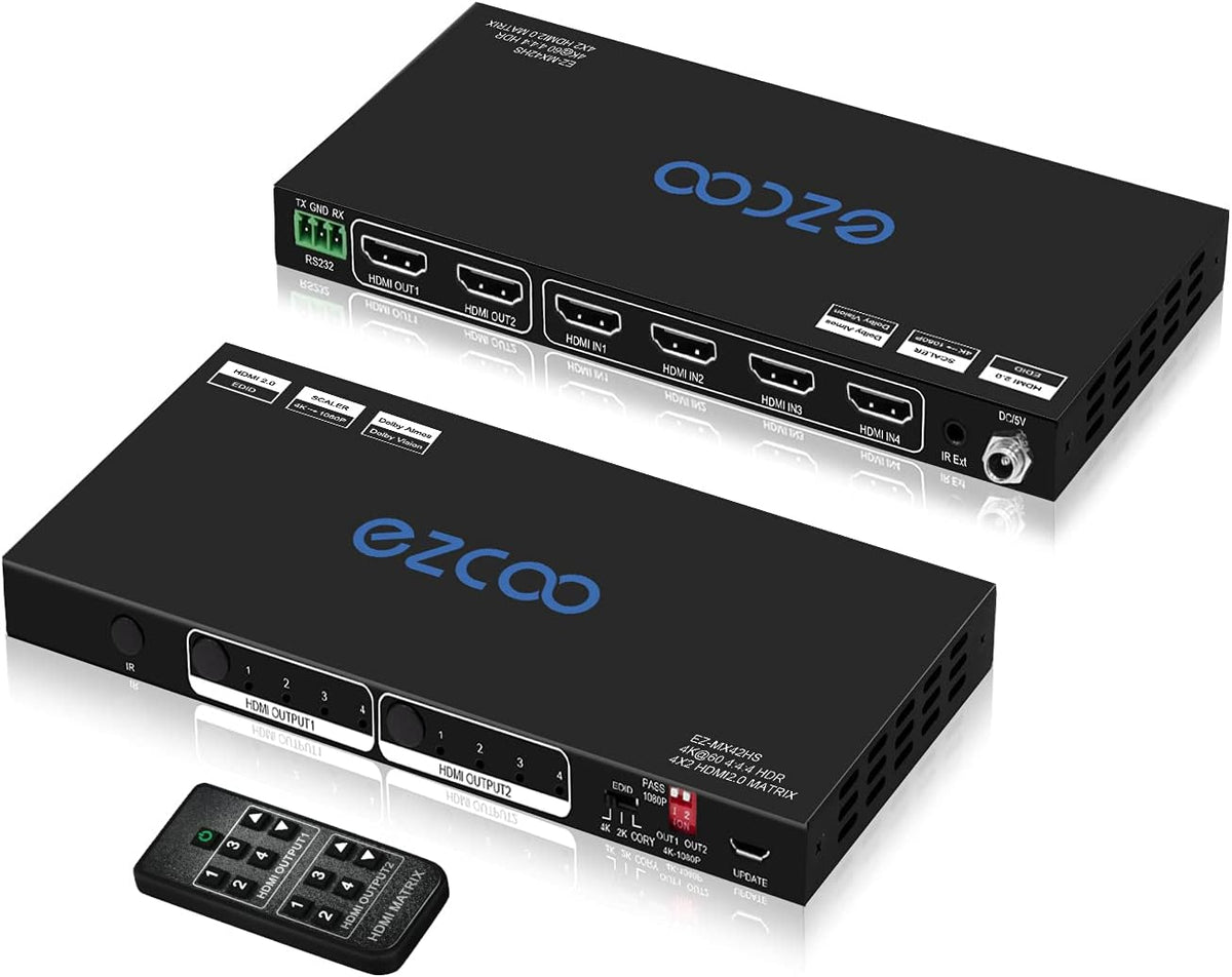 HDMI Matrix 4x2 4K 60Hz HDR 10 EDID Switch E10654