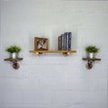 Bronze Metals & Brown Wood 3-Piece Wall Shelf W9510