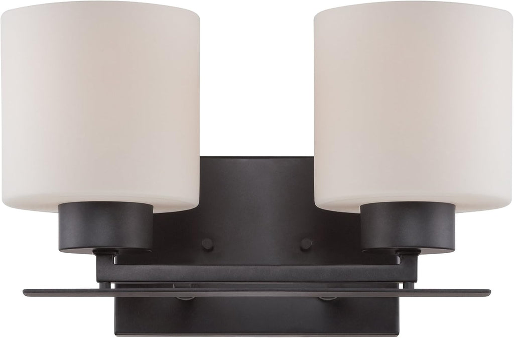 Two Light Vanity with Etched Opal Glass Polished Nickel Fixture O693