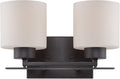 Two Light Vanity with Etched Opal Glass Polished Nickel Fixture O693