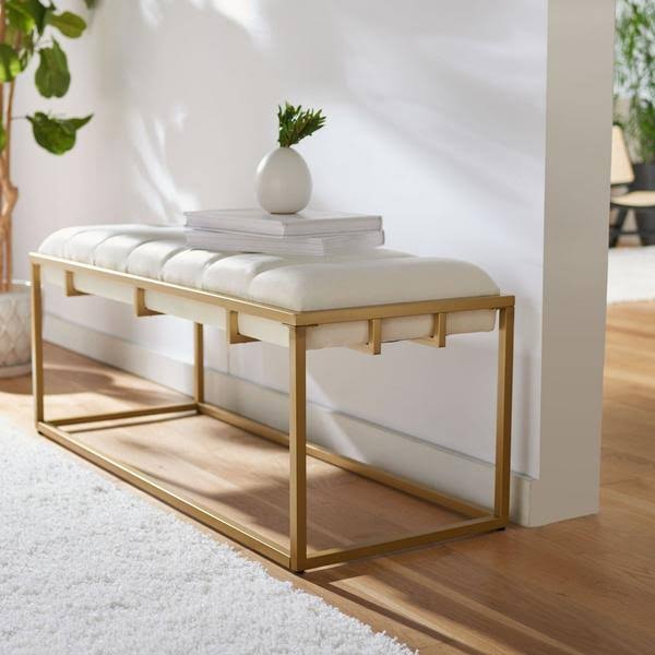 Brown Channel Tufted Bench V9455