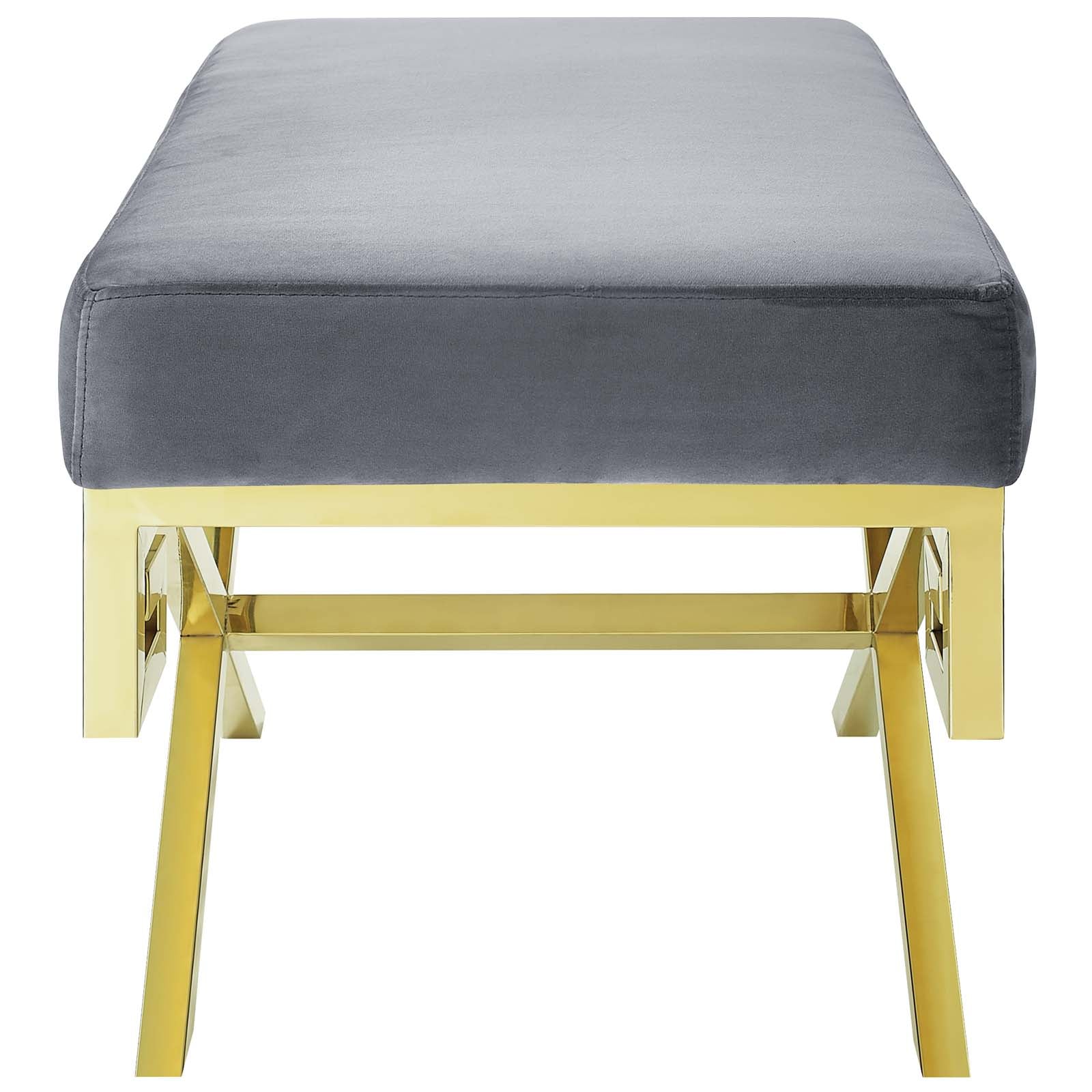 Gold Gray Velvet Accent Chair Bench L6829