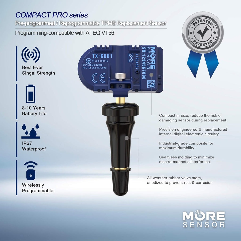 TPMS Tire Pressure Sensor 4-Pack with Rubber Valve Stem U927404