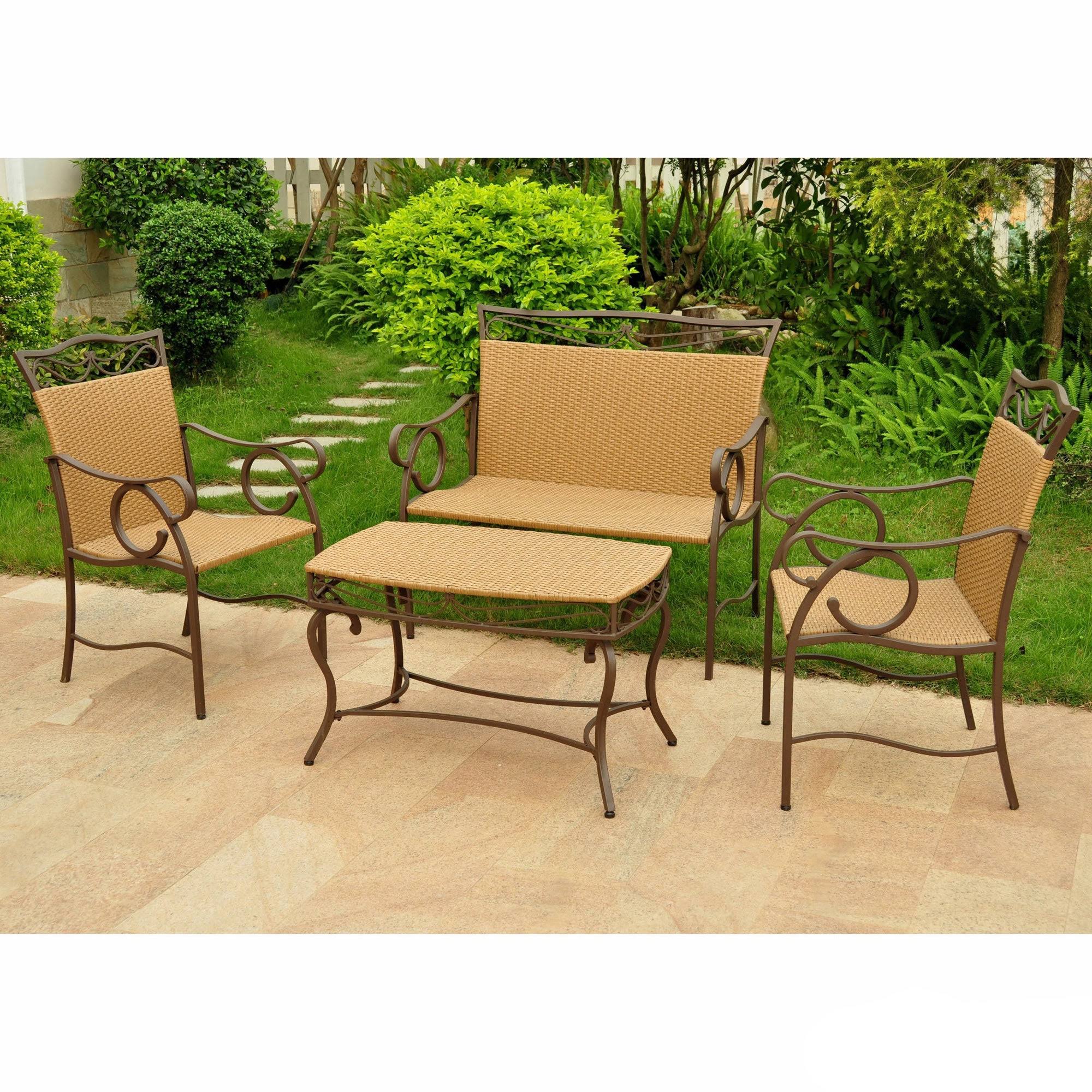 Set of 4 Resin Wicker Steel Settee Y2462