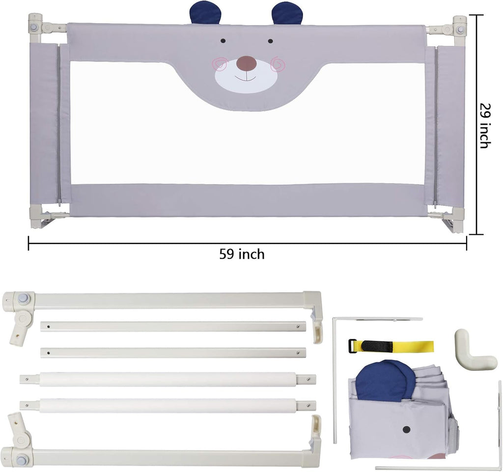 Extra Tall Vertical Lifting Bed Guardrail, Double Lock, Fits Queen Size Bed, Pack of 2 Q595776